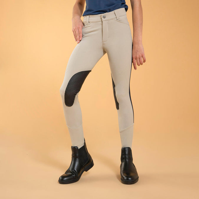 Kids' Horse Riding Lightweight Mesh Jodhpurs with Grippy Suede Patches 500, photo 7 of 6