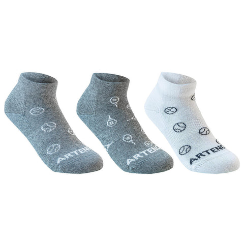 





Kids' Mid Sports Socks Tri-Pack RS 160 - Grey/White/Balls