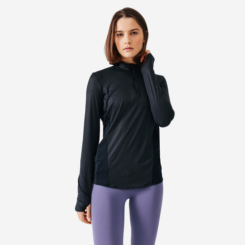 





Women's Running ½-Zip Long-Sleeved T-Shirt Dry+ - black