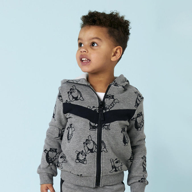 Baby s Basic Zip Up Sweatshirt Grey With Design Decathlon Qatar