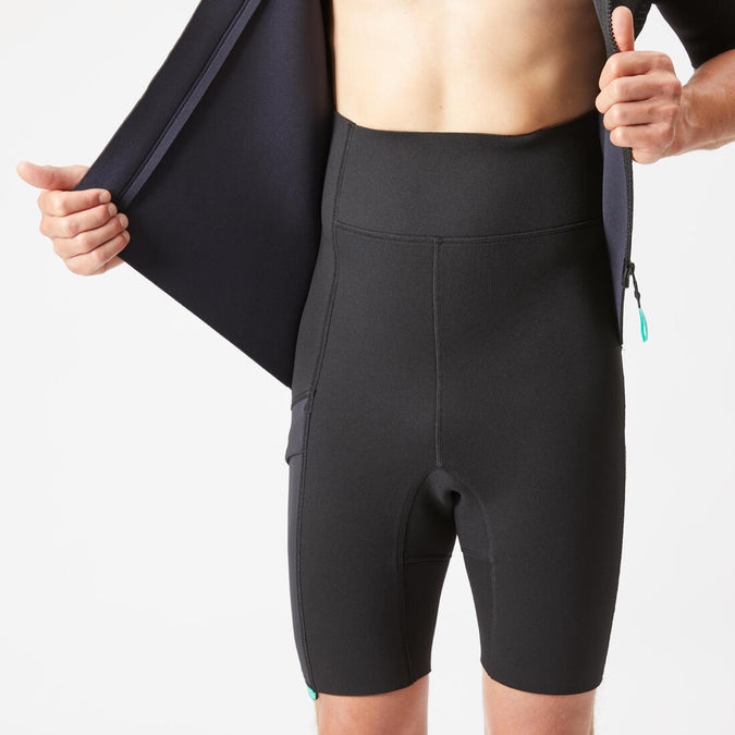 





Men's 2 mm neoprene shorty wetsuit with diagonal front zip Easy, photo 9 of 15
