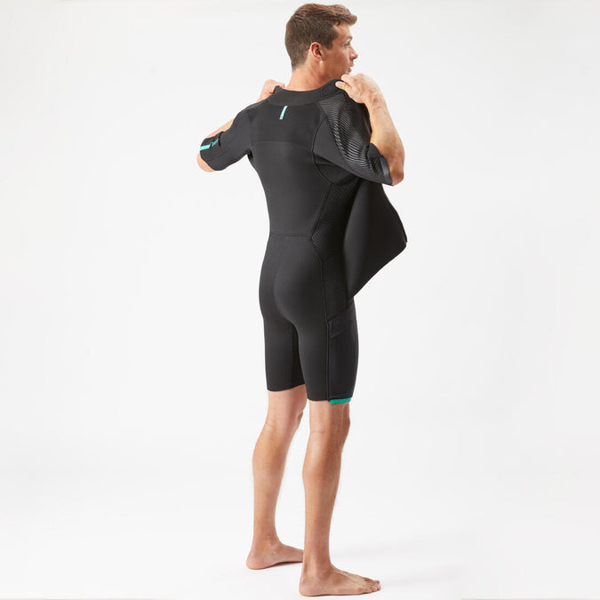 





Men's 2 mm neoprene shorty wetsuit with diagonal front zip Easy, photo 8 of 15