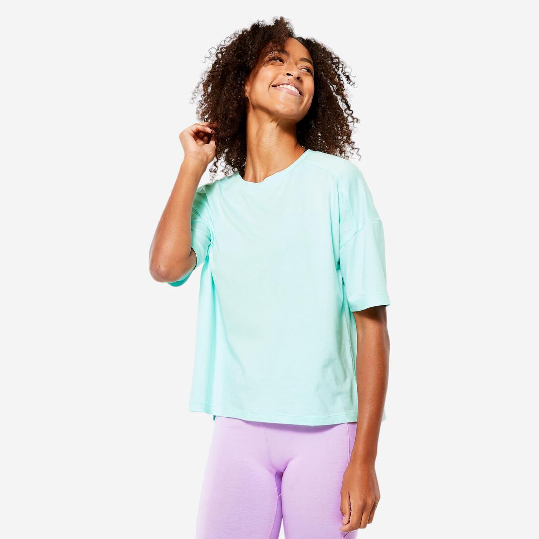 DOMYOS Women's loose-fit fitness t-shirt 520 - linen | T-shirt