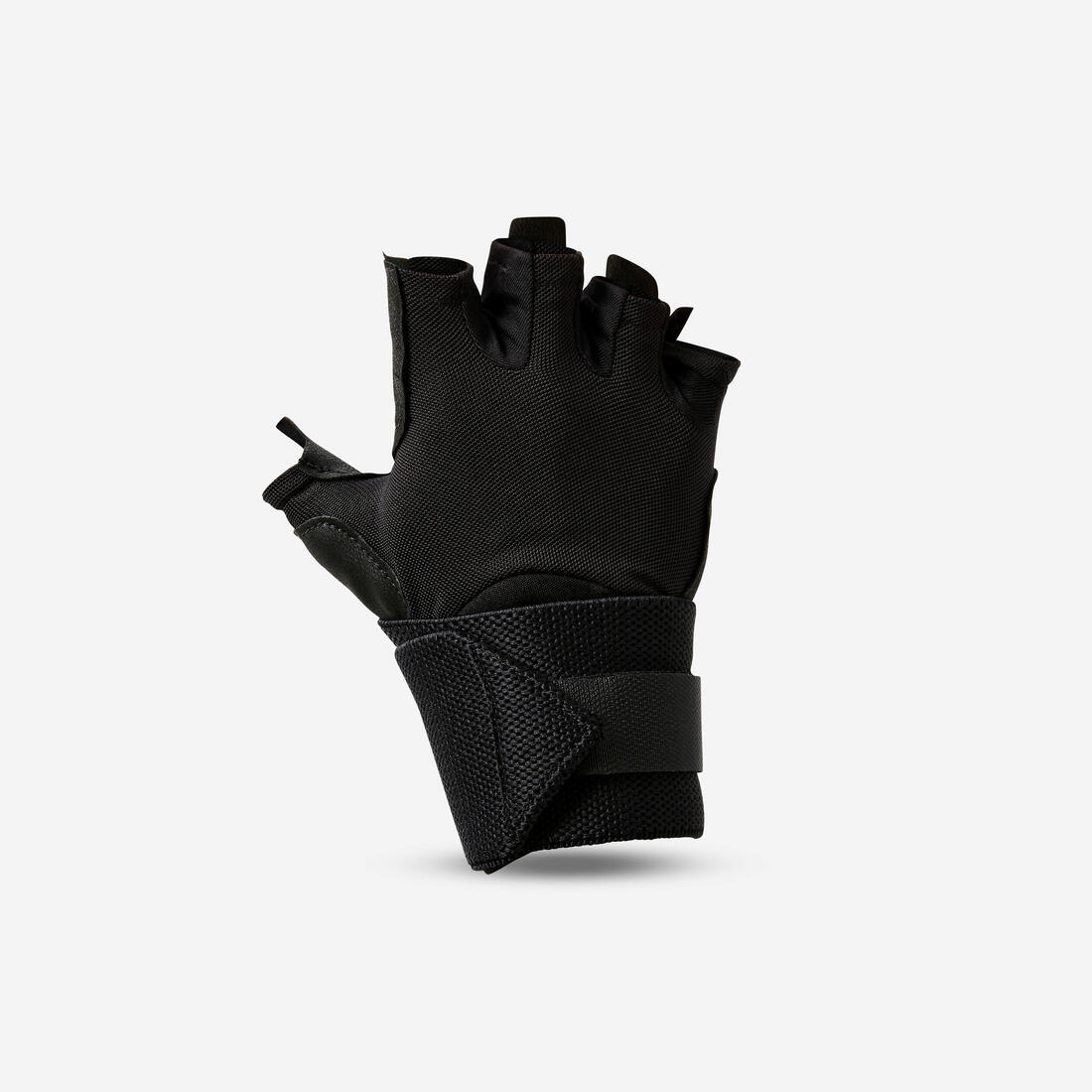 DOMYOS Comfort weight training glove with wrist strap - black | Gloves