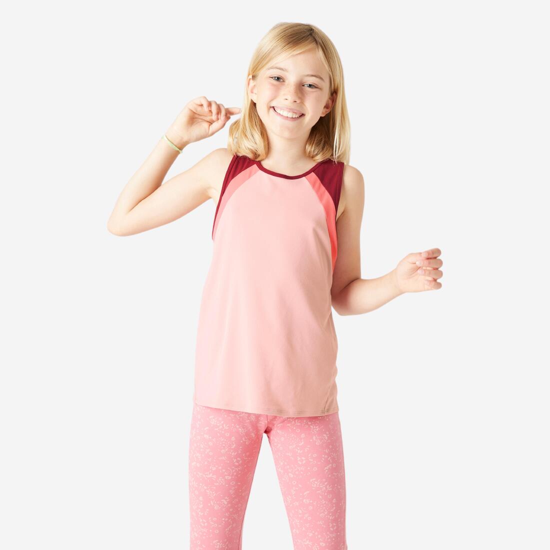 DOMYOS Girls' breathable tank top s500 - pink | Tank top