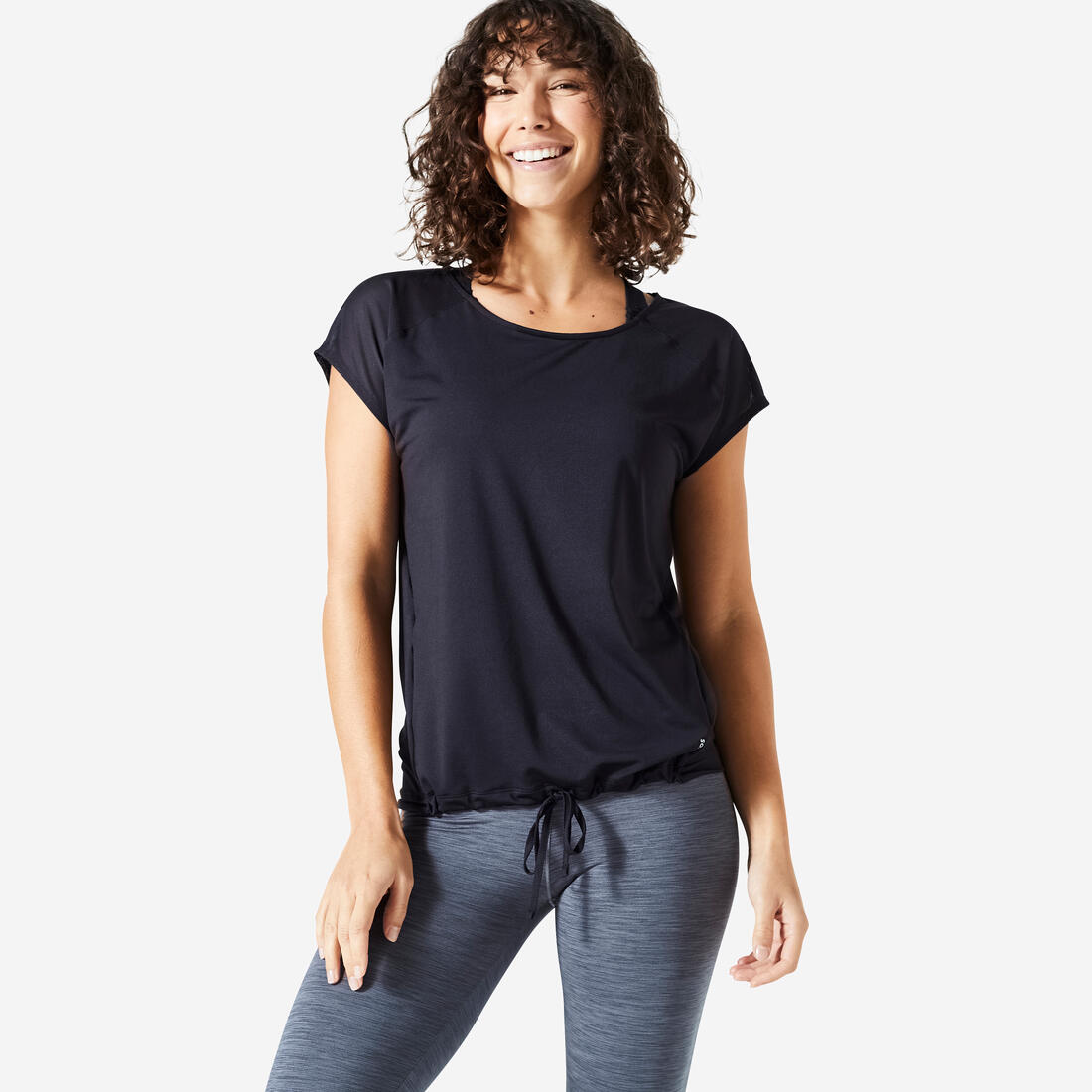 DOMYOS Women's cardio fitness loose crew neck t-shirt - black | T-shirt