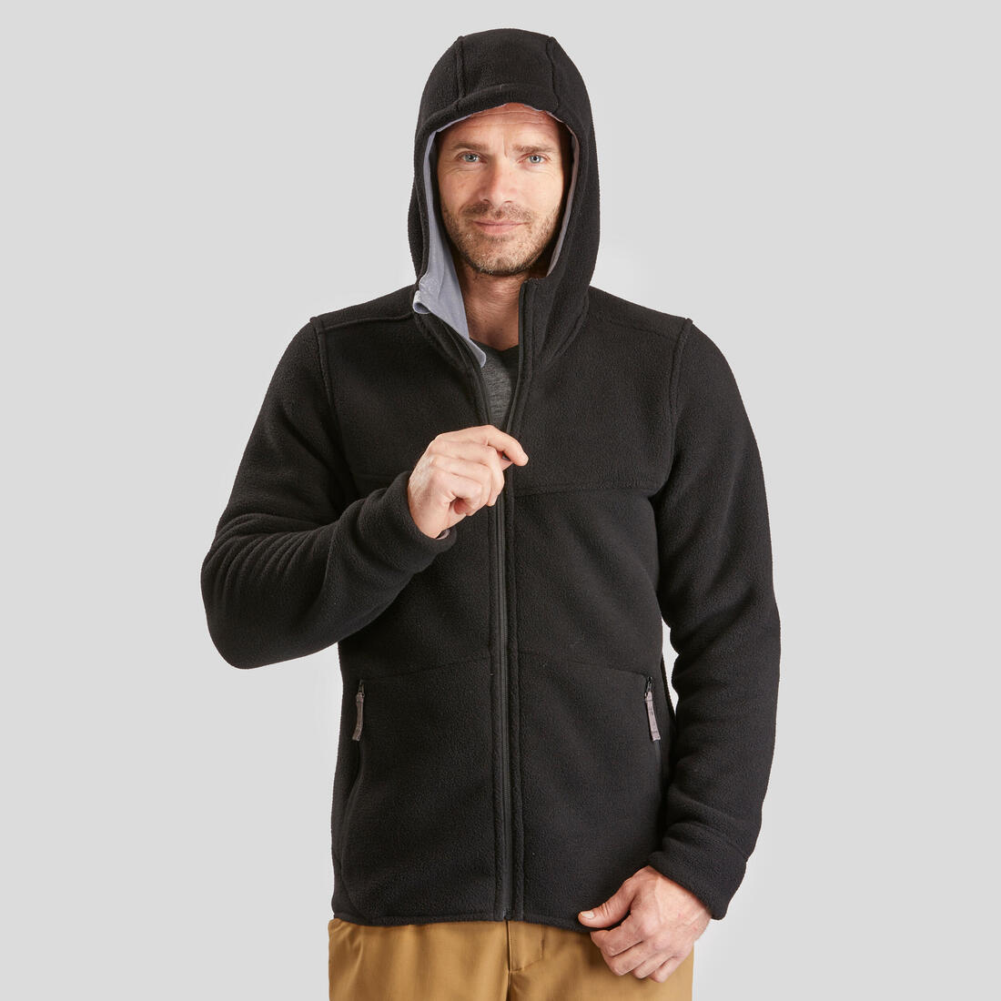QUECHUA Men’s warm hiking fleece jacket, nh500 - black | Fleece