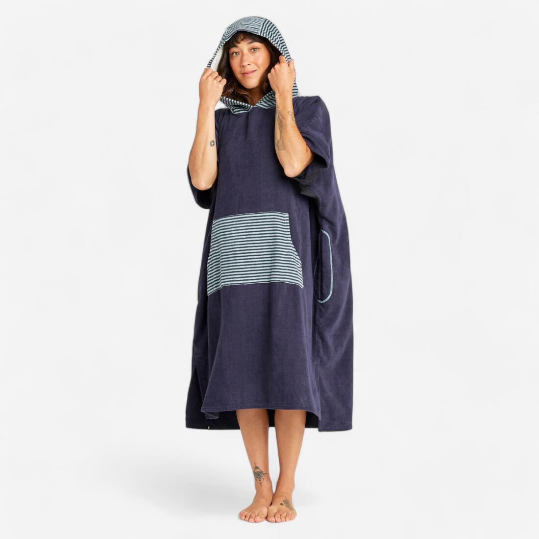 DECATHLON Adult surf beach poncho >150 cm, 900 fish blue grey | Changing robe