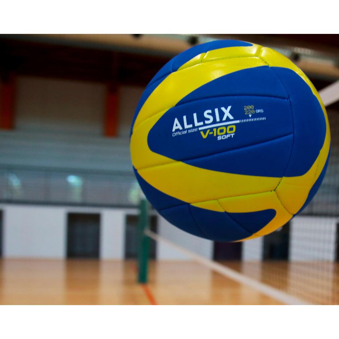 ALLSIX 200-220 g volleyball for 6- to 9-year-olds v100 soft - blue/yellow | Ball ALLSIX 200-220 g volleyball for 6- to 9-year-olds v100 soft - blue/yellow | Ball