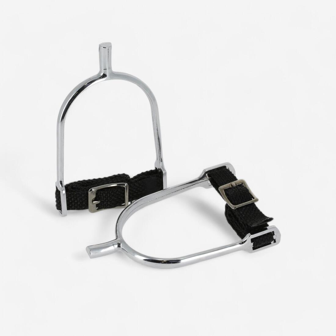 FOUGANZA Women's square end horse riding spurs + straps 15 mm | Spurs FOUGANZA Women's square end horse riding spurs + straps 15 mm | Spurs