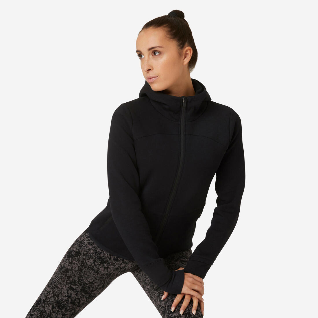 DOMYOS Women's zip-up fitness hoodie 500 spacer - grey | Sweatshirt