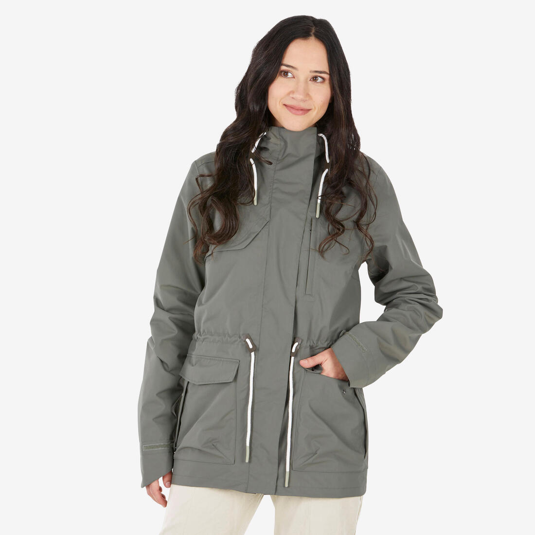 QUECHUA Women’s waterproof hiking parka, nh500 - green | Jacket