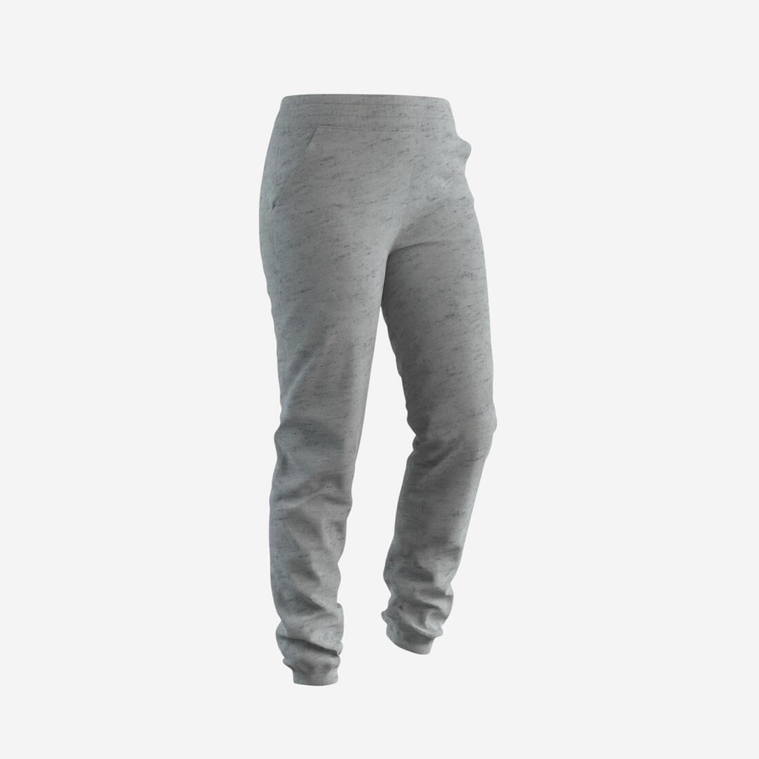 DOMYOS Women's slim-fit fitness jogging bottoms 500 - light grey | Trousers