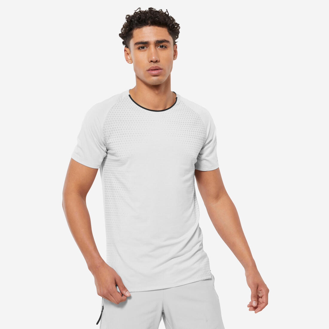 DOMYOS Men's cross training breathable short-sleeved performance t-shirt grey celliant | T-shirt