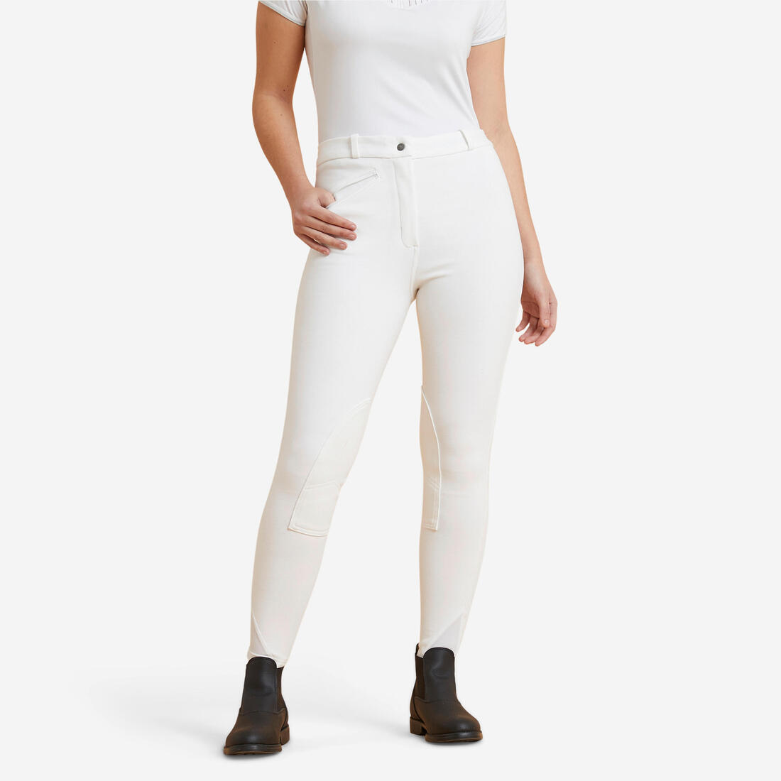 FOUGANZA Women's horse riding show jodhpurs 100 - white | Breeches