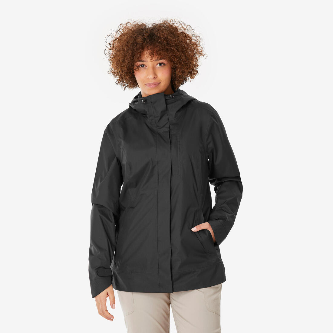 QUECHUA Women's hiking waterproof jacket nh500 - black | Jacket