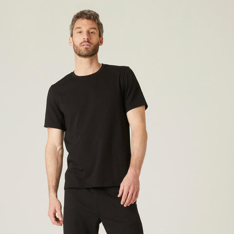 





Men's Short-Sleeved Straight-Cut Crew Neck Cotton Fitness T-Shirt 500 Garnet