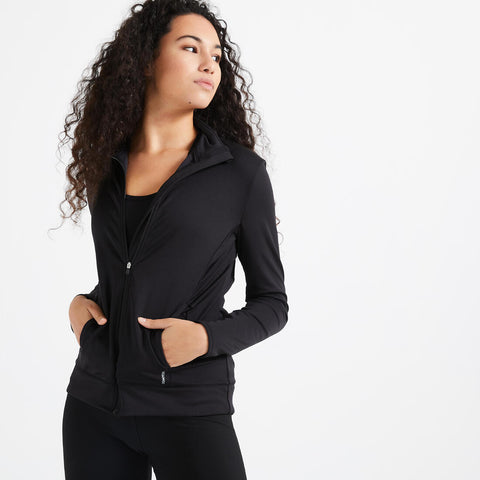 





Women's Straight-Cut Fitness Cardio Jacket - Black