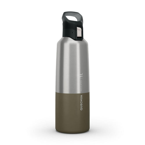 





1 L stainless steel water bottle with quick-open cap for hiking - Khaki