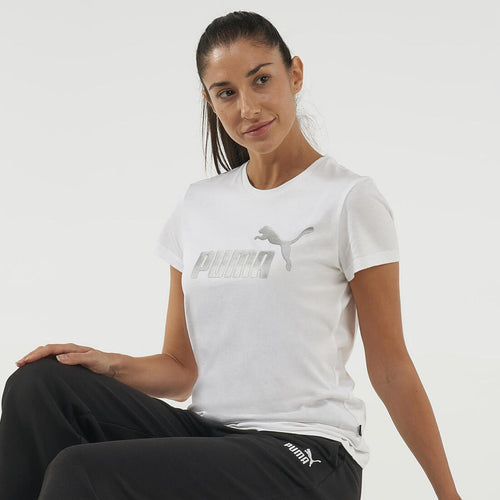 





Women's Cotton Fitness T-Shirt - White with Silver Logo