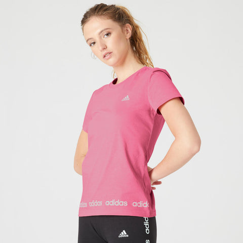





Women's Short-Sleeved Slim-Fit Cotton Crew Neck Fitness T-Shirt - Pink