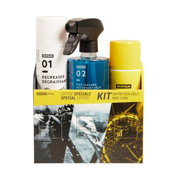 Bike Cleaning Kit (Sponge, Detergent, Degreaser, Lubricant) Decathlon