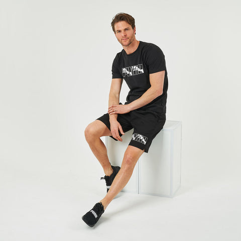 





Men's Straight-Leg Cotton Fitness Shorts With Pocket - Black